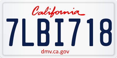 CA license plate 7LBI718