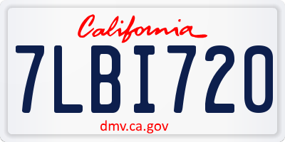 CA license plate 7LBI720