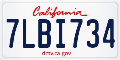 CA license plate 7LBI734