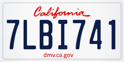 CA license plate 7LBI741