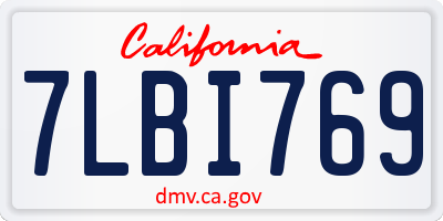 CA license plate 7LBI769