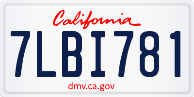 CA license plate 7LBI781