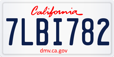 CA license plate 7LBI782
