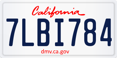 CA license plate 7LBI784