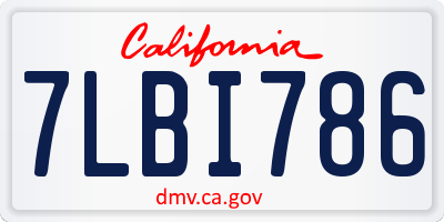 CA license plate 7LBI786