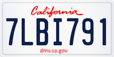 CA license plate 7LBI791