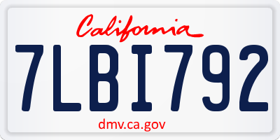 CA license plate 7LBI792