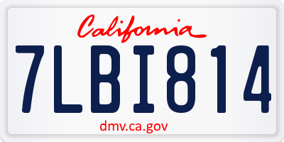 CA license plate 7LBI814