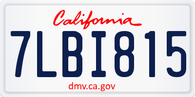 CA license plate 7LBI815