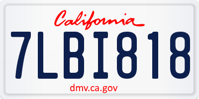 CA license plate 7LBI818