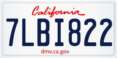 CA license plate 7LBI822