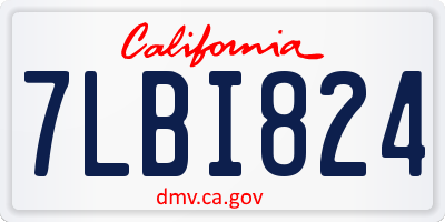 CA license plate 7LBI824