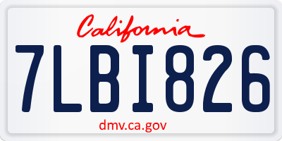 CA license plate 7LBI826