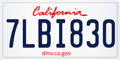 CA license plate 7LBI830