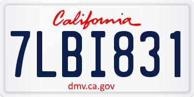 CA license plate 7LBI831