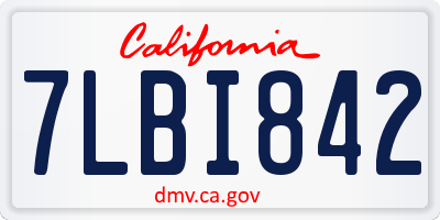 CA license plate 7LBI842
