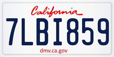 CA license plate 7LBI859