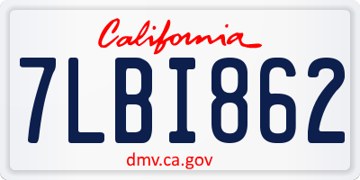 CA license plate 7LBI862