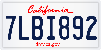 CA license plate 7LBI892