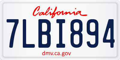 CA license plate 7LBI894