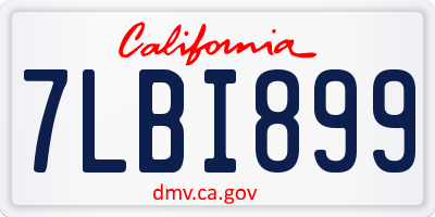 CA license plate 7LBI899