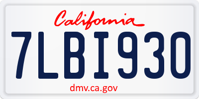 CA license plate 7LBI930