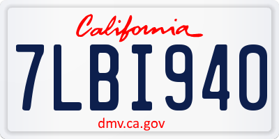 CA license plate 7LBI940