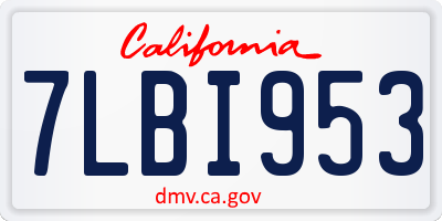 CA license plate 7LBI953