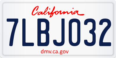 CA license plate 7LBJ032