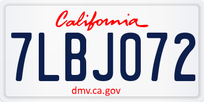 CA license plate 7LBJ072