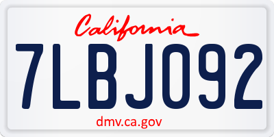 CA license plate 7LBJ092