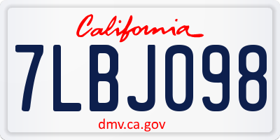 CA license plate 7LBJ098