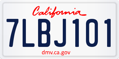CA license plate 7LBJ101