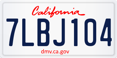 CA license plate 7LBJ104