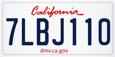 CA license plate 7LBJ110