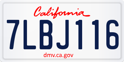 CA license plate 7LBJ116
