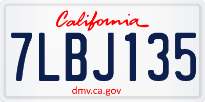 CA license plate 7LBJ135