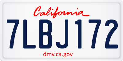 CA license plate 7LBJ172