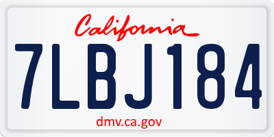 CA license plate 7LBJ184