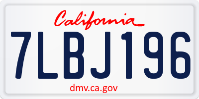 CA license plate 7LBJ196