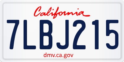 CA license plate 7LBJ215
