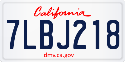 CA license plate 7LBJ218