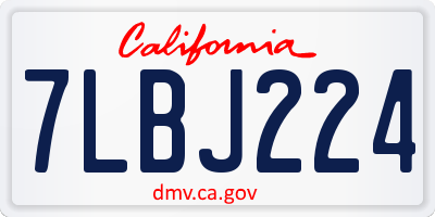 CA license plate 7LBJ224