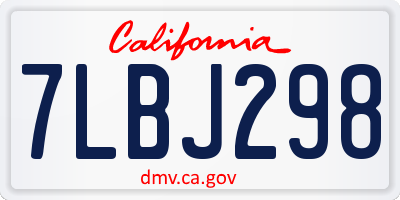 CA license plate 7LBJ298