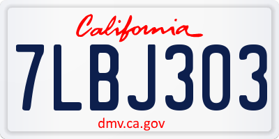 CA license plate 7LBJ303