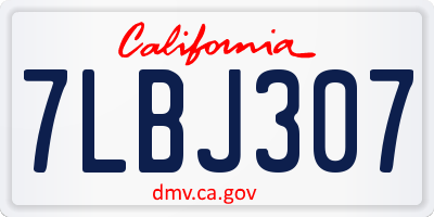 CA license plate 7LBJ307