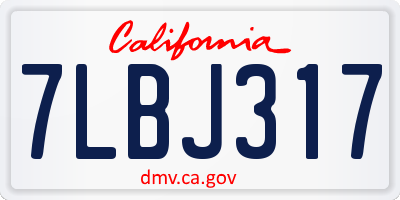 CA license plate 7LBJ317