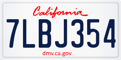 CA license plate 7LBJ354