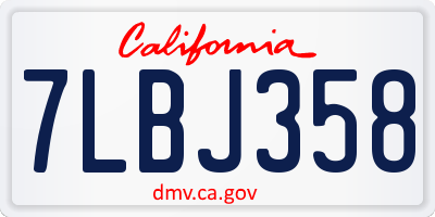 CA license plate 7LBJ358