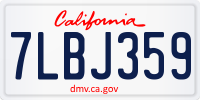 CA license plate 7LBJ359